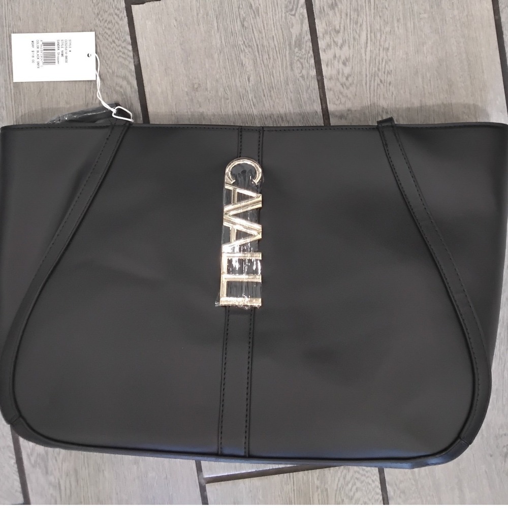 Cavalli Class Sandra Shopper Black Onyx Tote Bag CCS25614-BKOX New